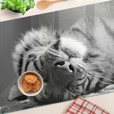 Tabla de cortar Tigre en blanco y negro