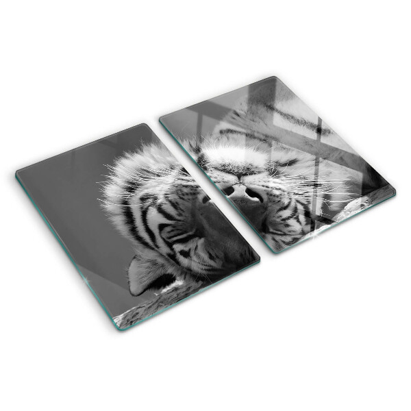 Tabla de cortar Tigre en blanco y negro