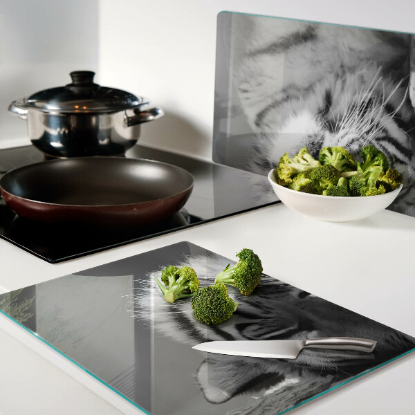 Szklana deska kuchenna Tygrys w czerni i bieli