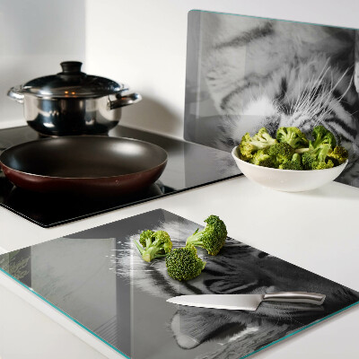 Tabla de cortar Tigre en blanco y negro