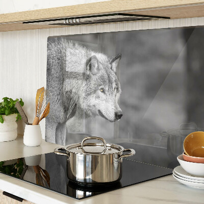 Tabla para cortar Lobo en blanco y negro