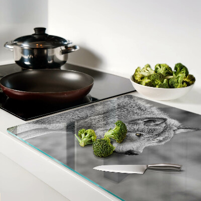 Tabla para cortar Lobo en blanco y negro