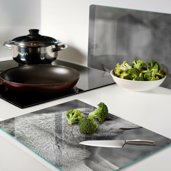 Tabla para cortar Lobo en blanco y negro