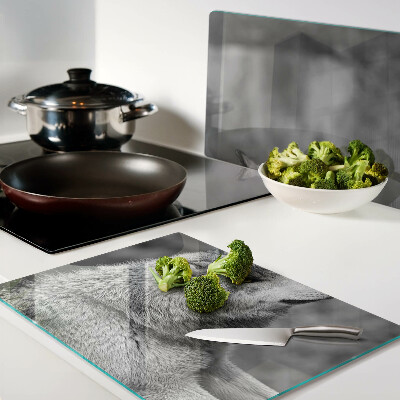 Tabla para cortar Lobo en blanco y negro