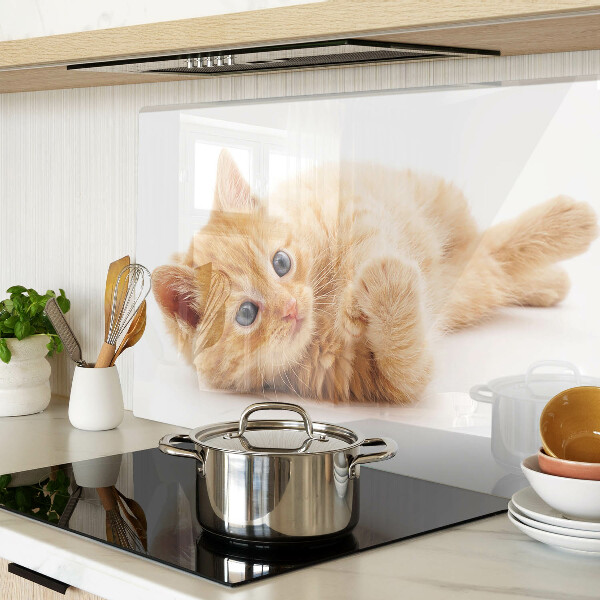 Tabla de cortar de cristal Gatito pelirrojo sobre un fondo blanco