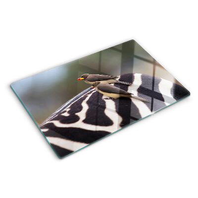 Tabla de cortar de cristal Pájaros en una cebra