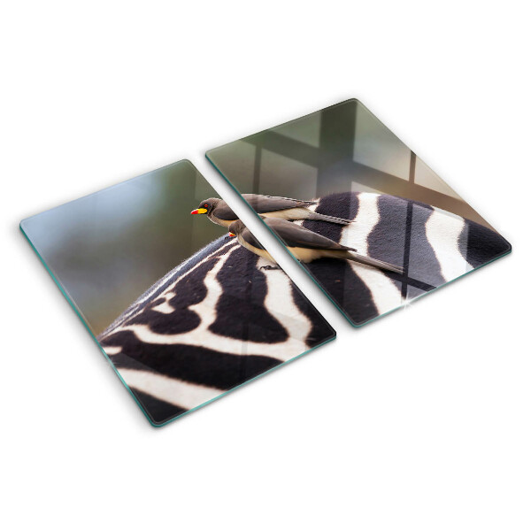 Tabla de cortar de cristal Pájaros en una cebra