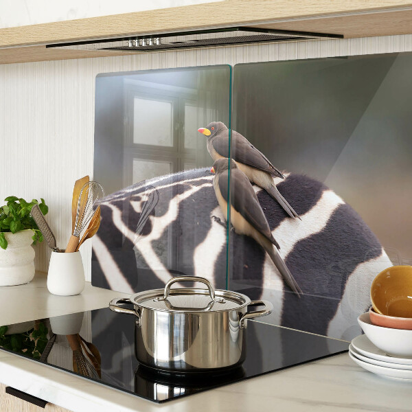 Tabla de cortar de cristal Pájaros en una cebra