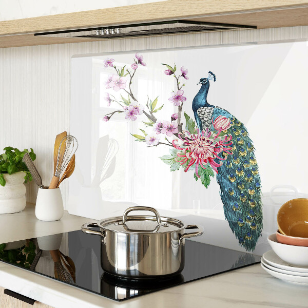 Tabla de cortar Pavo real con flores