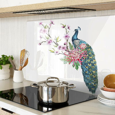 Tabla de cortar Pavo real con flores