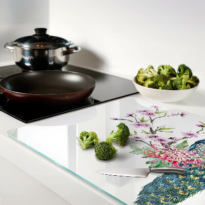 Szklana deska kuchenna Paw z kwiatami