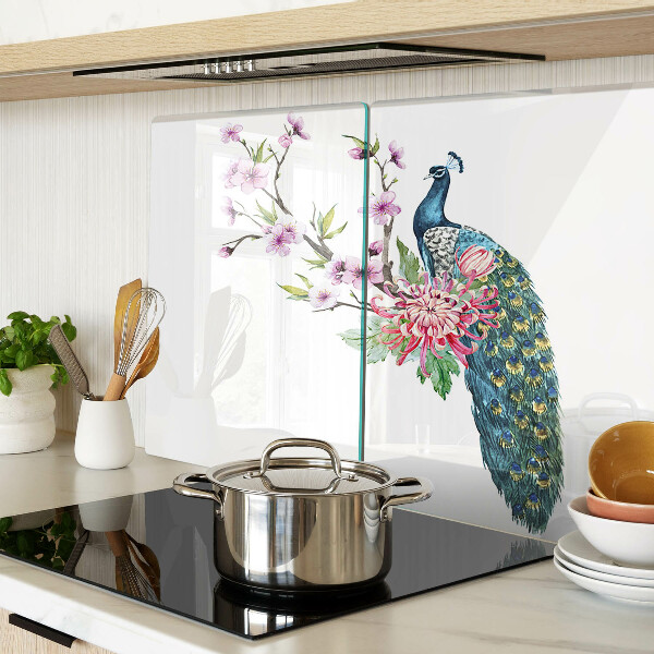 Tabla de cortar Pavo real con flores