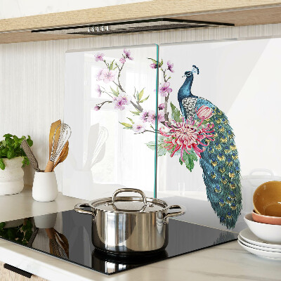 Tabla de cortar Pavo real con flores