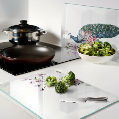 Szklana deska kuchenna Paw z kwiatami