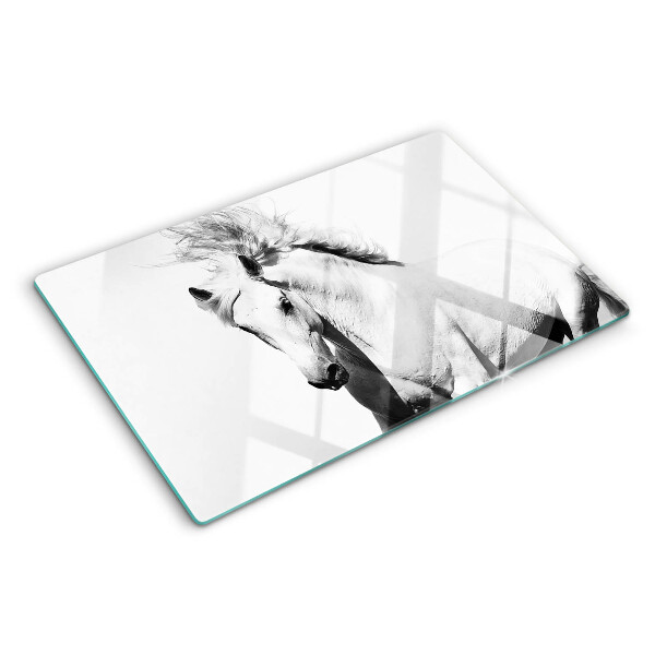 Tabla de cocina Caballo en blanco y negro