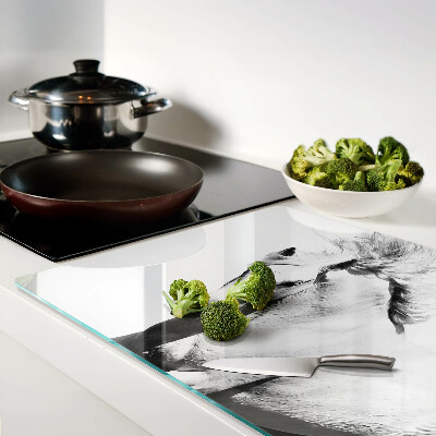 Tabla de cocina Caballo en blanco y negro