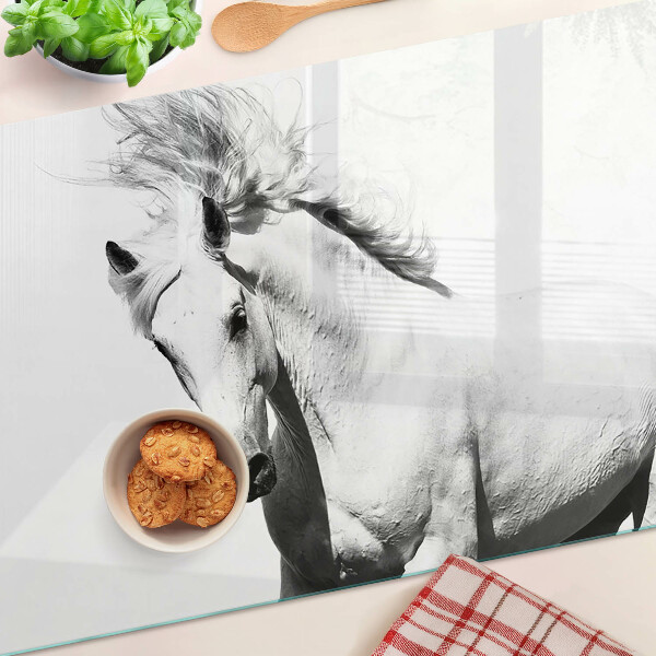 Szklana deska kuchenna Koń w czerni i bieli