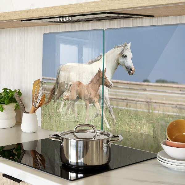 Tabla de cocina Un caballo con un potro en un prado.