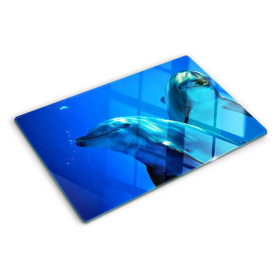 Tabla de cortar de cristal Delfines en el agua