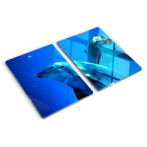 Tabla de cortar de cristal Delfines en el agua