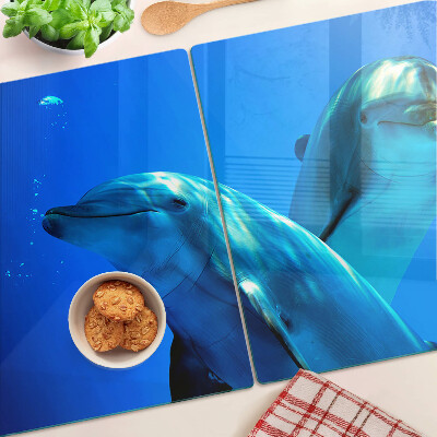 Tabla de cortar de cristal Delfines en el agua
