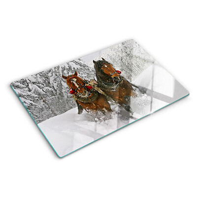 Tabla de cocina Caballos de tiro en la nieve