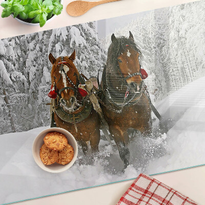 Tabla de cocina Caballos de tiro en la nieve