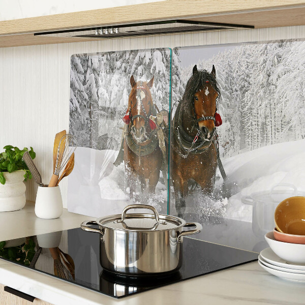 Tabla de cocina Caballos de tiro en la nieve