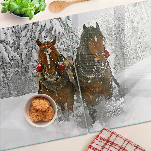 Tabla de cocina Caballos de tiro en la nieve