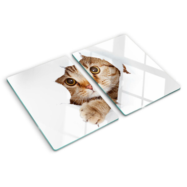 Tabla para cortar Un gato saliendo de un agujero