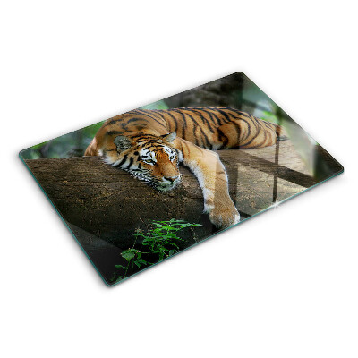 Tabla de cortar Tigre en el tronco de un árbol