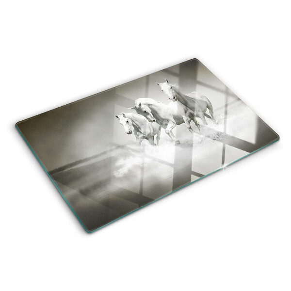 Tabla de cortar de cristal Caballos en el agua