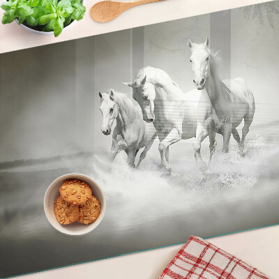 Tabla de cortar de cristal Caballos en el agua