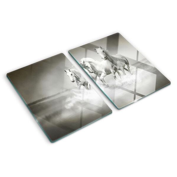 Tabla de cortar de cristal Caballos en el agua