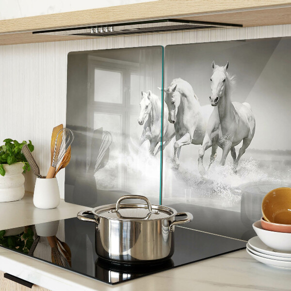 Tabla de cortar de cristal Caballos en el agua