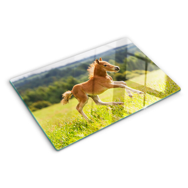 Szklana deska do krojenia Źrebię na łące