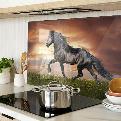 Tabla de cocina Un caballo con el sol poniente como telón de fondo