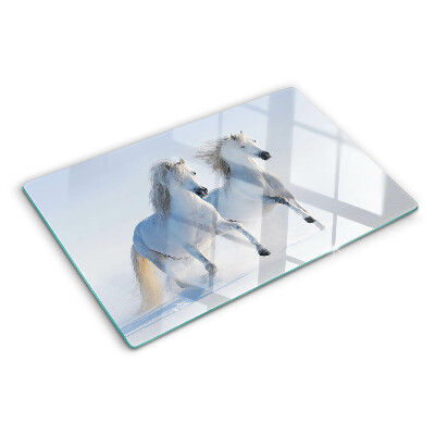 Tabla para cortar Dos caballos blancos galopando locamente