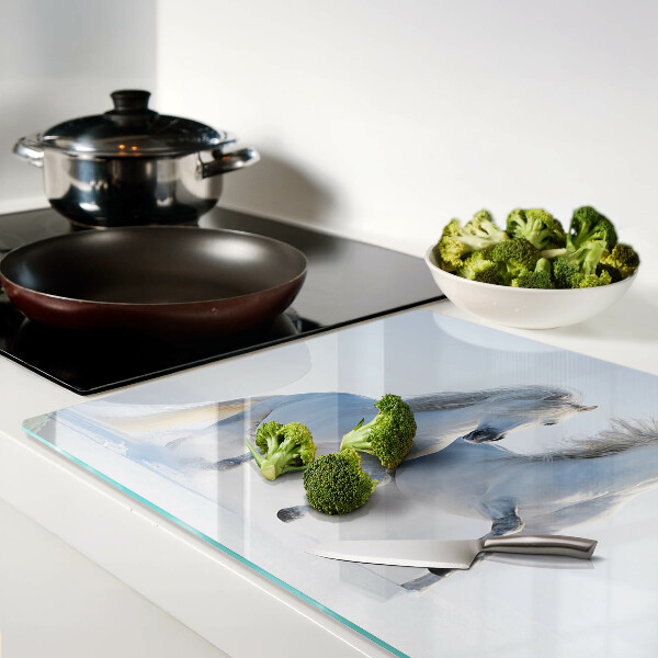 Tabla para cortar Dos caballos blancos galopando locamente