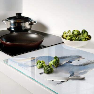 Tabla para cortar Dos caballos blancos galopando locamente