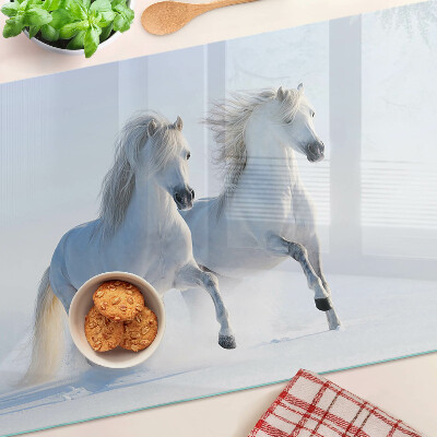 Tabla para cortar Dos caballos blancos galopando locamente