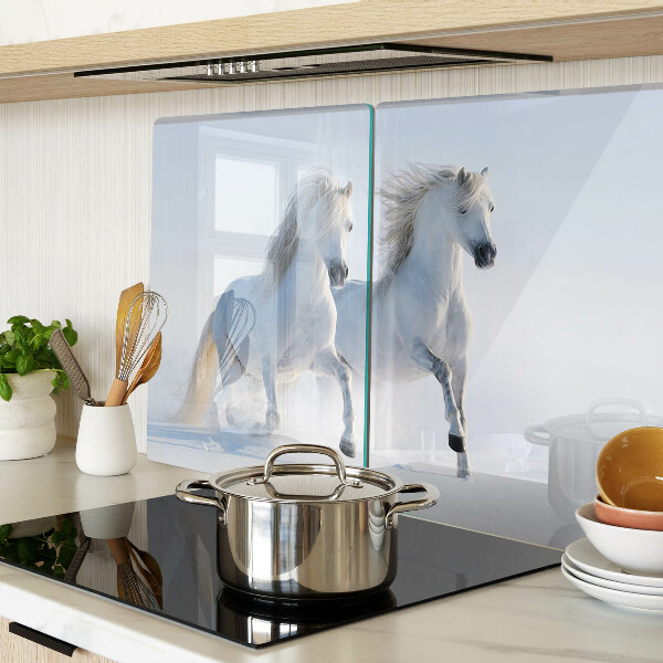 Tabla para cortar Dos caballos blancos galopando locamente