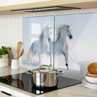 Tabla para cortar Dos caballos blancos galopando locamente