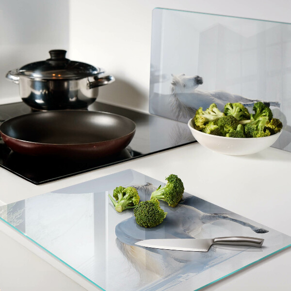 Tabla para cortar Dos caballos blancos galopando locamente