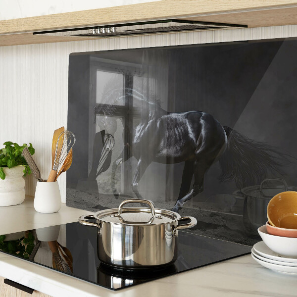 Szklana deska kuchenna Czarny koń w ruchu