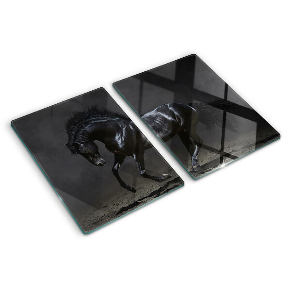 Tabla de cortar de cristal Un caballo oscuro en movimiento
