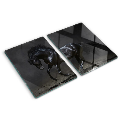 Tabla de cortar de cristal Un caballo oscuro en movimiento