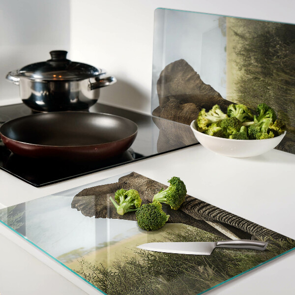 Tabla de cortar de cristal Un elefante con la sabana africana como telón de fondo