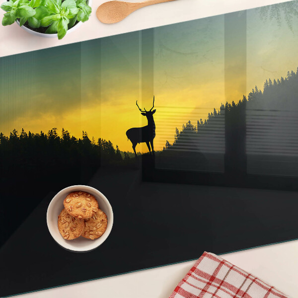 Szklana deska kuchenna Jeleń na tle zachodzącego słońca
