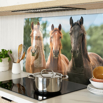 Tabla de cortar de cristal Caballos en la naturaleza